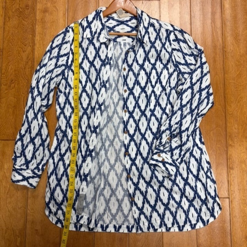 Duluth Trading Co Womens Hemp Organic Cotton‎ Button Shirt Size L Lagenlook Boho - Picture 6 of 10
